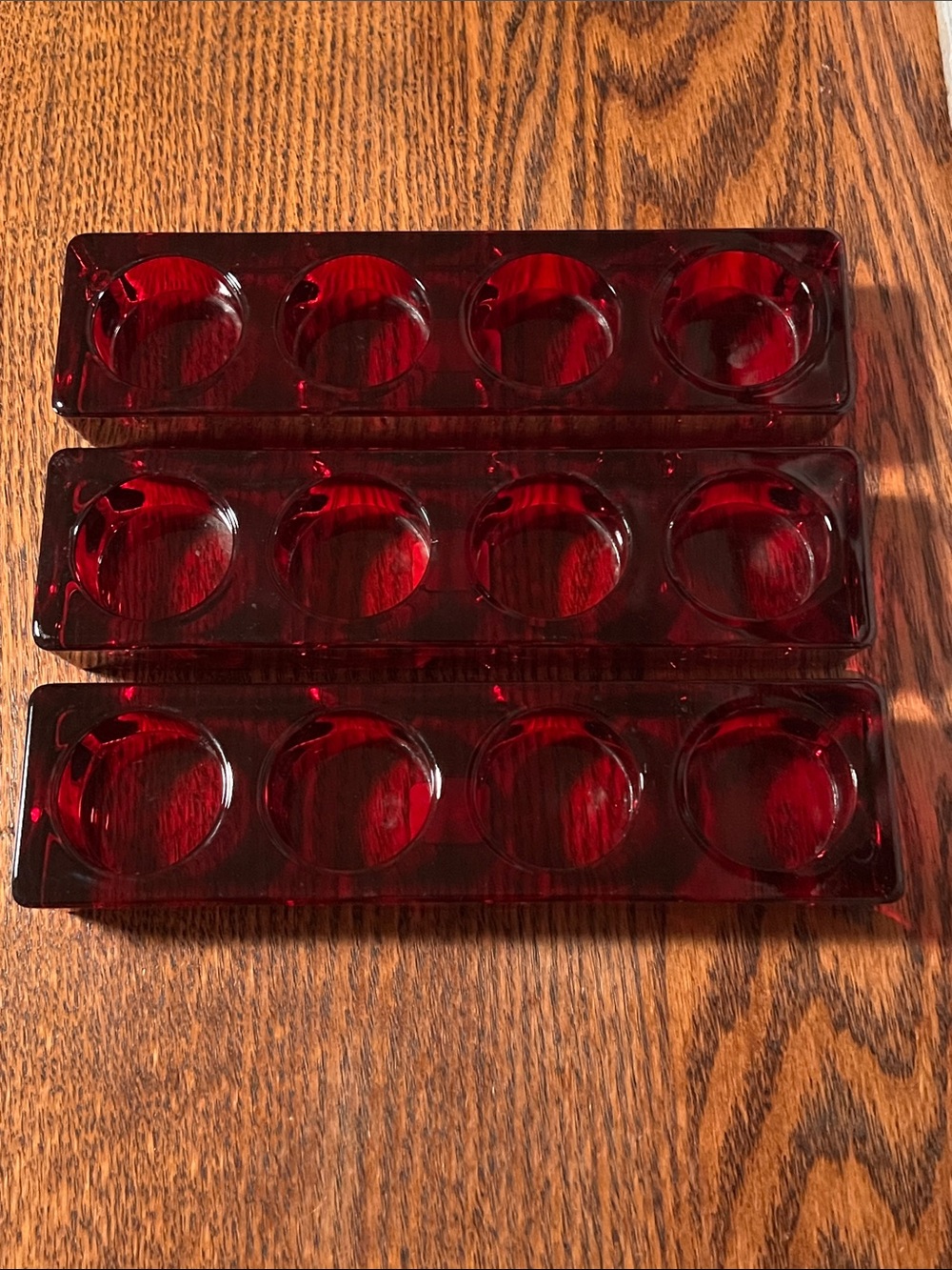 Crate & Barrel 4-Tea-light Red Glass Holders